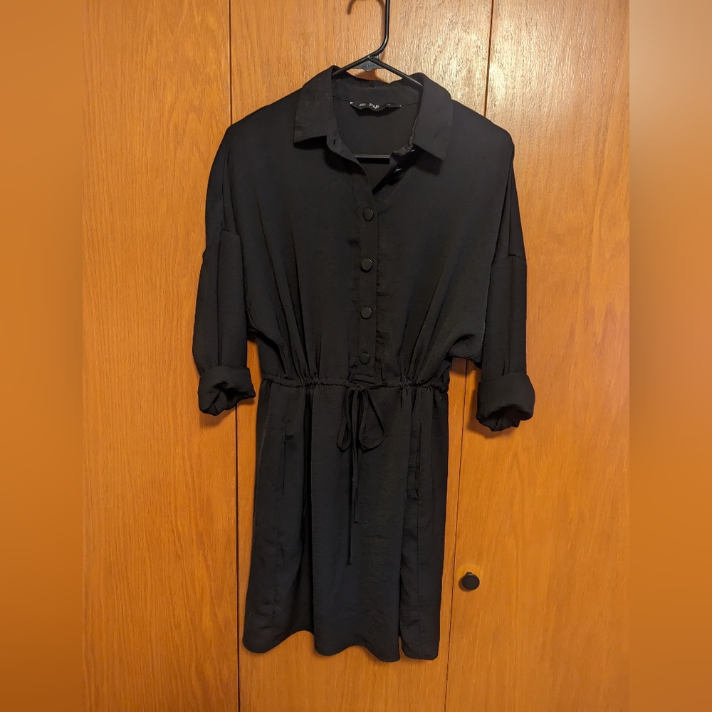 Black Button-Up Shirt Dress